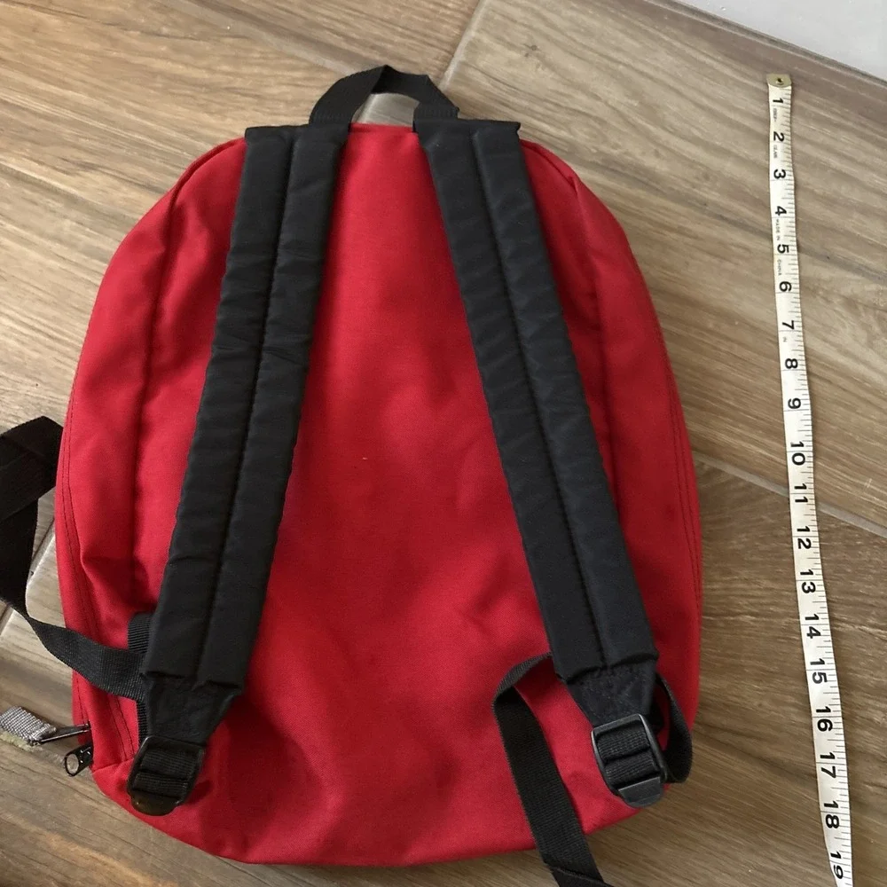 Vintage Jansport 1990s Backpack Red Nylon w/ Bart Simpson Patch
